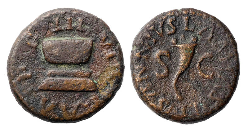 Roman Imperial: Augustus. 27 BC-AD 14. Æ Quadrans. Rome mint. Lamia ...