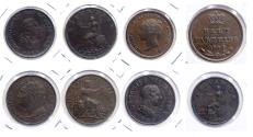 World Coins - England / Great Brittain: Lot of 4 high quality early milled farthings, 1799-1844!