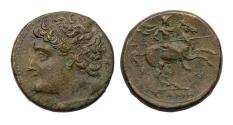 Ancient Coins - Greek coins: Syracuse Rare large Hieron II bronze Æ27 with young portrait!
