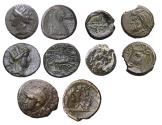 Ancient Coins - Greek coins: Lot of 5 nice smaller to medium size Greek bronze coins, incl. Carthage and Pantikapaion (5)