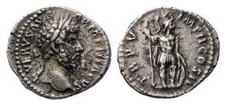 Ancient Coins - Roman Imperial: High grade portrait AR silver denarius of Lucius Verus