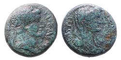 Ancient Coins - Roman Provincial: Rare Tiberius and Livia Æ 22 bronze of Macedonia