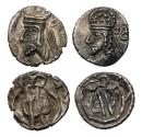 Ancient Coins - KINGS of PERSIS. Pair of silver AR Obols Uncertain kings II 1st century AD. - Good EF!