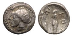 Ancient Coins - Greek coins: Very rare and attractive Sicily Himera AR Litra with archaic warriors head, 479-409 BC