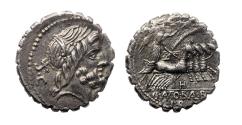Ancient Coins - Roman Republican coins: Q. Antonius Balbus. 83-82 BC. AR Serrate silver Denarius