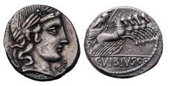 Ancient Coins - Roman republican: C. Vibius C.f. Pansa. 90 BC. AR silver Denarius - choice!