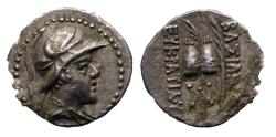 Ancient Coins - BAKTRIA, Greco-Baktrian Kingdom. Eukratides I Megas. Circa 170-145 BC. AR Obol