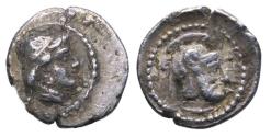 Ancient Coins - CILICIA, Tarsos. Tarkumuwa (Datames). Satrap of Cilicia and Cappadocia, 384-361/0 BC. AR Hemiobol or Tetartemorion RR!