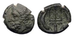 Ancient Coins - Specialist Greek Syracuse collection: Rare Hieron II AE bronze - trident w large dolphins!
