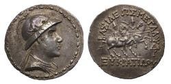 Ancient Coins - Greek Bactrian kingdom Impressive silver tetradrachm of Eukratides, 170-145 BC