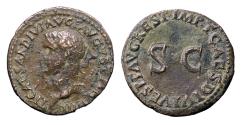 Ancient Coins - Roman Imperial: Attractive Tiberius bronze AE AS with river patina, struck under Titus - S!
