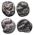 Ancient Coins - Greek coins: Pair of ARABIA, Hadhramawt and earlier. 4th.-3rd century BC. AR fractions Athena and Owl - R!