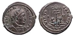 Ancient Coins - Roman Imperial: Mintstate silvered bronze Follis of Constantine I the Great, Lyon Mint