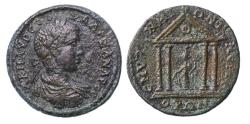 Ancient Coins - IONIA. Smyrna. Severus Alexander (222-235). AE26. lovely portrait and with a Temple reverse