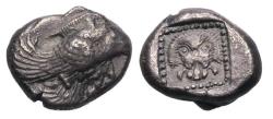 Ancient Coins - ISLANDS off IONIA, Samos. Circa 510-500 BC. AR silver Drachm - gem!