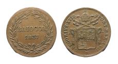 World Coins - Vatican / PaPal States: Rome, Gregor XVI Baiocco 1837 in Ch. EF!
