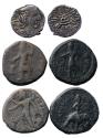 Ancient Coins - Ancient India: Fine lot of silver Gupta AR drachm and two large Kushan bronzes - attractive coins!