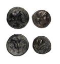 Ancient Coins - Creek Coins: Pair of superb Cypriot, Cyprus Æ bronze coins w rosebuds!