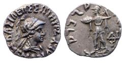 Ancient Coins - BAKTRIA, Indo-Greek Kingdom. Attractive Menander I Soter. Circa 155-130 BC. AR silver Drachm