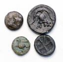 Ancient Coins - Greek coins: Interesting lot of rare archaic billon coin and 3 nice bronze coins