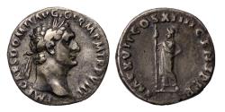 Ancient Coins - Roman Imperial: Choice AR silver denarius of Domitian, cabinet patina