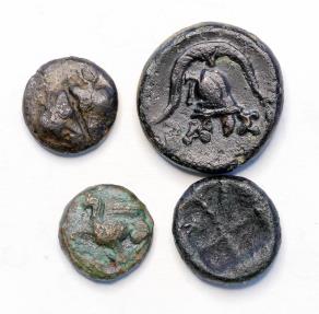 Greek coins: Interesting lot of rare archaic billon coin and 3 nice ...