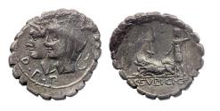 Ancient Coins - Roman Republic coin: C. Sulpicius C. f. 106 BC. AR Serrate Denarius, Nice!