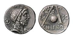 Ancient Coins - Cn. Cornelius P.f. Lentulus Marcellinus, 76–75 BC, Denarius, uncertain Spanish mint Choice EF!