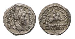 Ancient Coins - Roman Imperial: Scarce and choice AR denarius of Septimius Severus,  Dea Caelestis riding lion