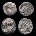 Ancient Coins - Greek coins: ARABIA, Southern. Qataban, circa 50-25 BC. Two AR Hemidrachms (2)