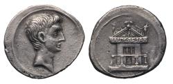 Ancient Coins - Roman Imperial: Augustus. 27 BC-AD 14. AR silver Denarius w temple