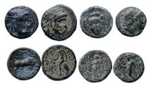 Ancient Coins - Greek coins: Seleucid lot, incl. Antiochus I Soter portrait bronze and others, 4 coins!
