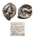 Ancient Coins - Celtic, region of Milan, rare toned EF silver drachm Imitation of Massalia, Marseille!