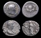 Ancient Coins - Roman Imperial: Lot of two Imperial AR silver denarii by Vespasian and Diva Faustina the Elder