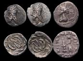 Ancient Coins - Greek coins: Persis, lot of 3 AR silver coins obols, Late 1st. century EF-Unc!