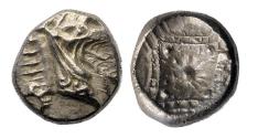 Ancient Coins - Greek coins. Nice Kindya / CARIA, Halikarnassos AR silver Hekte with monster