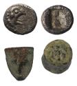 Ancient Coins - Lot Greek Asia Minor silver Hemiobol and Akragas bronze plus greek unit