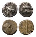 Ancient Coins - Greek coins: PAPHLAGONIA, Sinope, lot of a finely preserved AE20 bronze and a silver AR drachm (2)