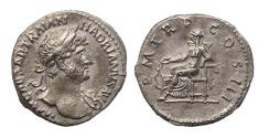 Ancient Coins - Roman Imperial AR silver denarius of Hadrian Salus, toned EF!