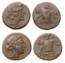 Ancient Coins - Greek coins: Pair of fine PONTOS, Amisos. temp. Mithradates VI. Circa 85-65 BC. Æ20-21 - VF-EF!