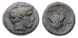 Ancient Coins - Macedon, Tragilos, c. 400 BC. Æ Hermes / Rose, scarce!