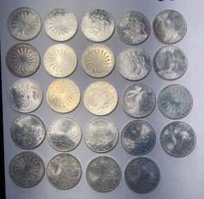 Germany: A nice complete set of 24 large 10 Mark silver coins from