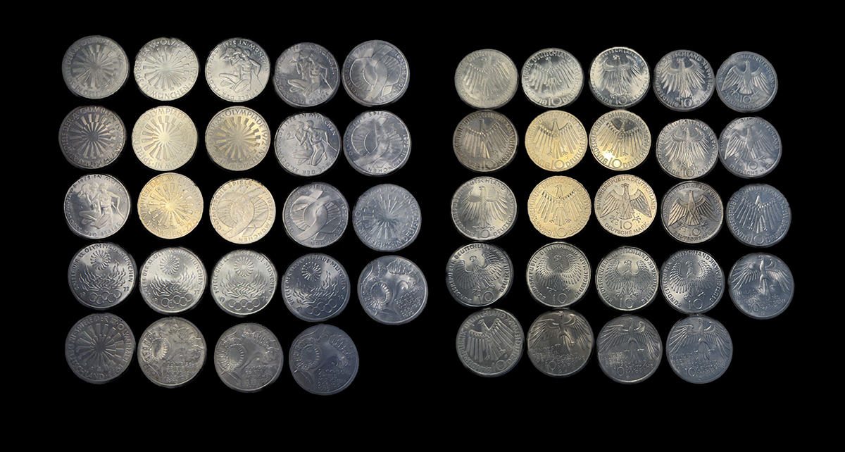 Germany: A nice complete set of 24 large 10 Mark silver coins from