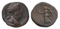 Ancient Coins - Roman Imperial: Fine bronze sestertius of Marcus Aurelius, VF!