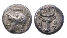 Ancient Coins - Greek coins: Rare Troas Assos silver AR drachm 4th. century BC