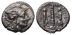 Ancient Coins - Reman Republic: Ti. Minucius C.f. Augurinus. 134 BC. AR silver Denarius - Choice EF!