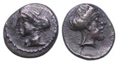 Ancient Coins - Greek coins: CILICIA, Nagidos. Circa 400-380 BC. AR silver Obol, Near EF