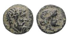 Ancient Coins - Greek Coins: Rare bronze AE Aolis, Autokane, Zeus and Dionysos!