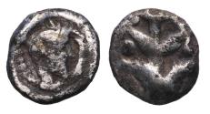 Ancient Coins - KYRENAICA, Kyrene. Circa 475-435 BC. AR Obol w Zeus Ammon RR!