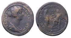 Ancient Coins - PHRYGIA, Cibyra and Hierapolis. Faustina Jr., wife of Marcus Aurelius. AE 38 mm Alliance Medalion (30.15 g). RRR!